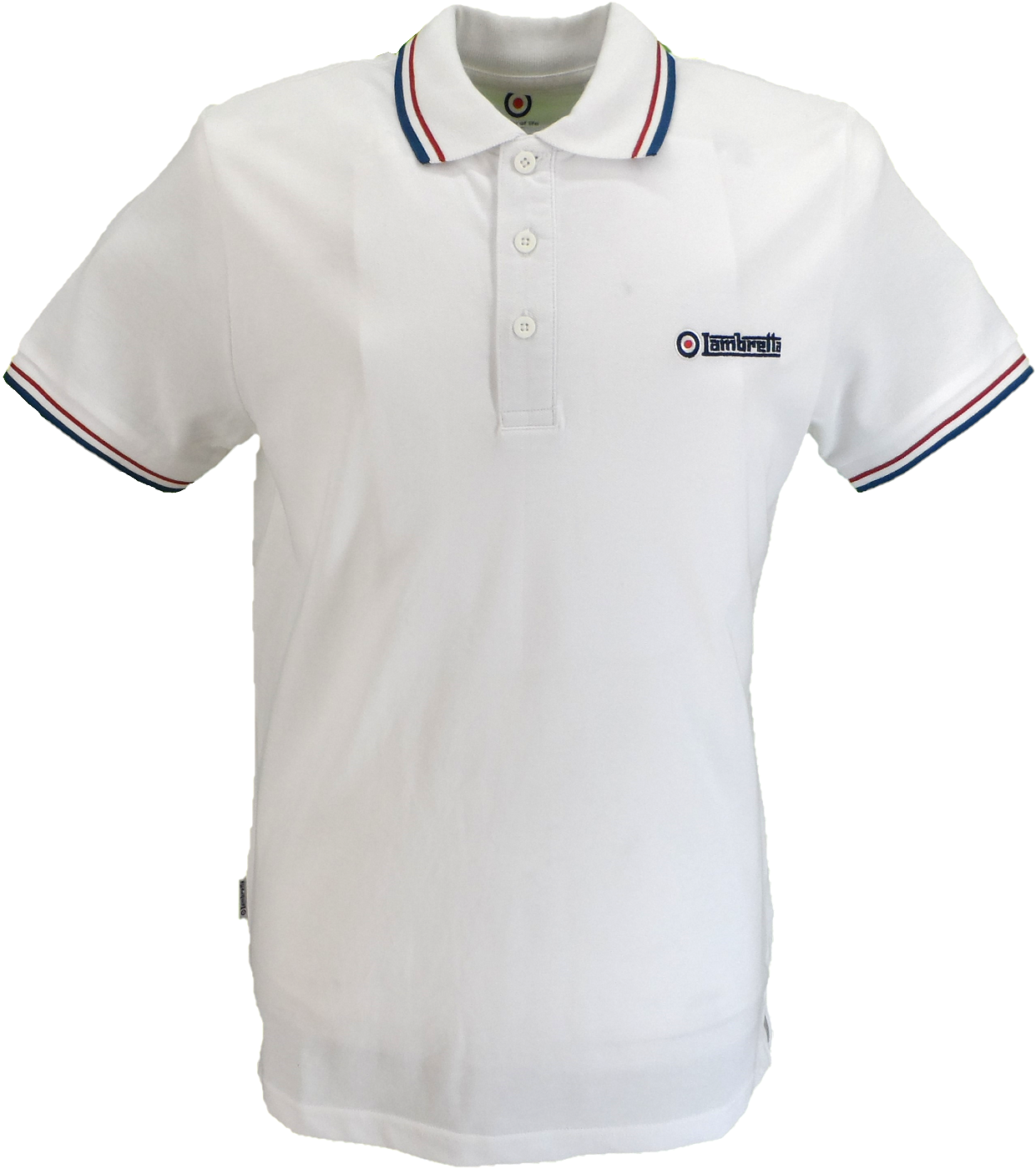 Lambretta White/Red/Blue Retro Target Logo 100% Cotton Polo Shirts