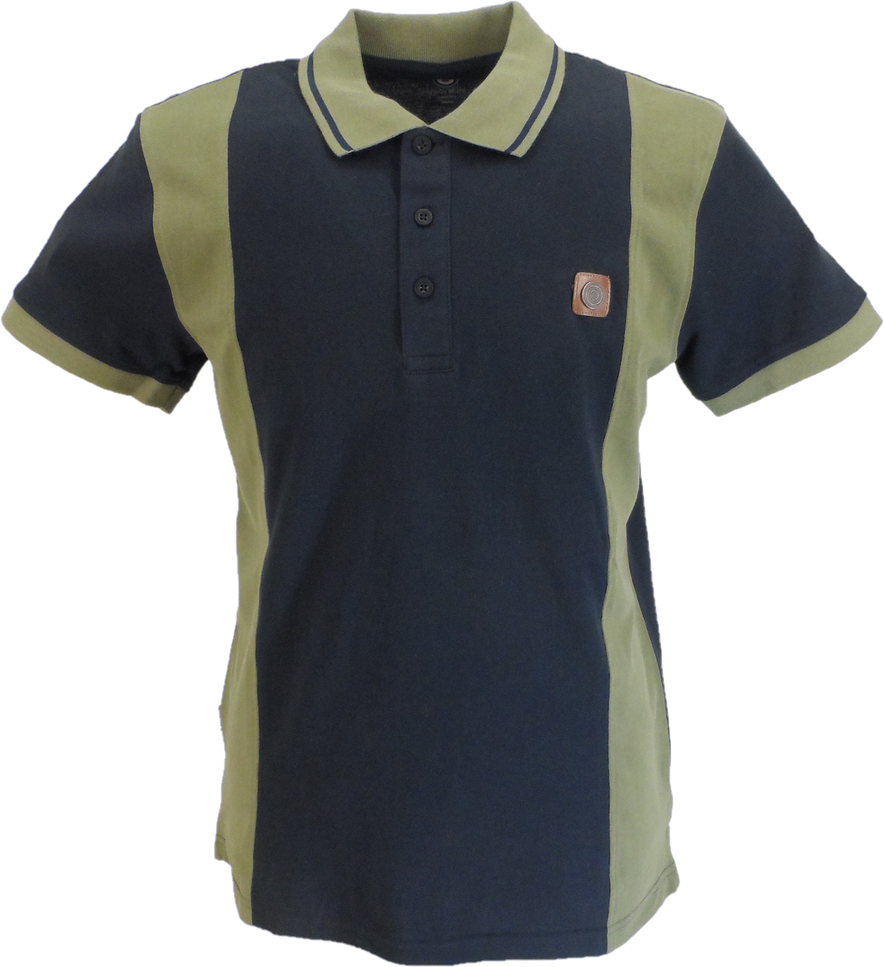 Lambretta Navy/Khaki Vintage Panel Polo Shirts