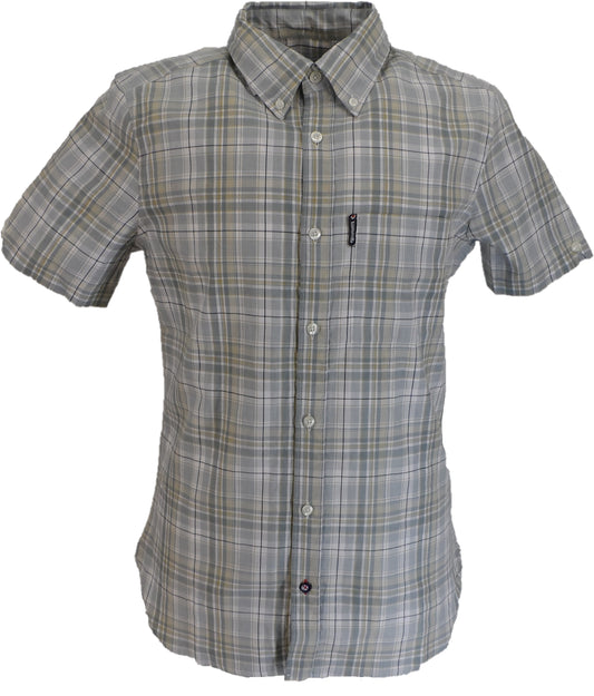 Lambretta Mens Grey Multi Checked Short Sleeved Button Down Shirts