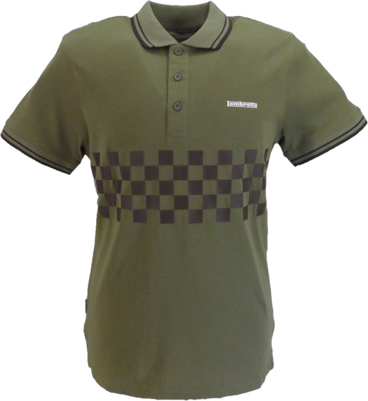 Lambretta Khaki Green/Java Retro Two Tone Tipped Polo Shirts