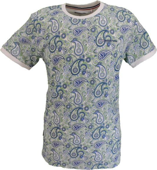 Lambretta Mens White/Navy Paisley T-Shirt