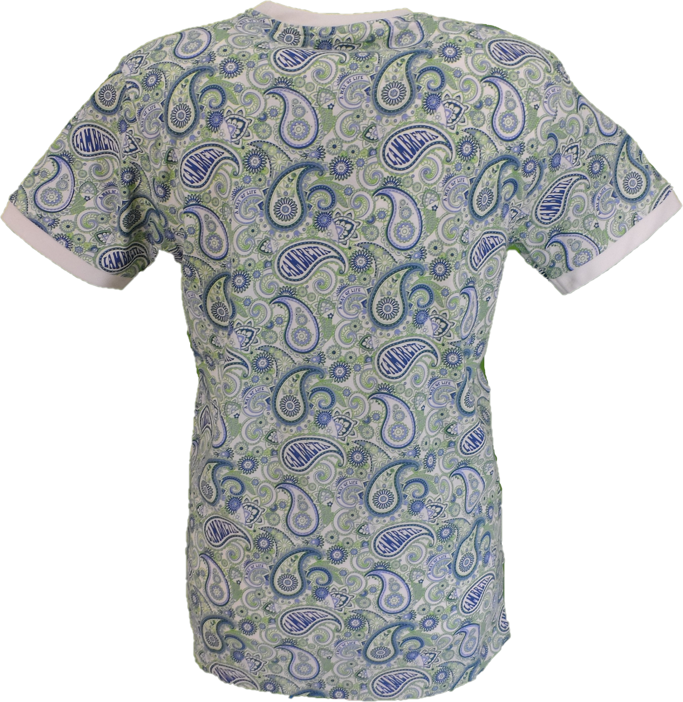 Lambretta Mens White/Navy Paisley T-Shirt