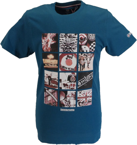 Lambretta retro t-shirt med blå koraltryk til mænd