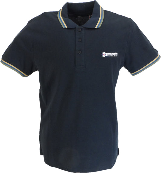 Lambretta Navy/Sand/DK Blue/Khaki Retro Target Logo 100% Cotton Polo Shirts