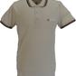 Lambretta Men`s Oatmeal Triple Tipped 100% Cotton Polo Shirts
