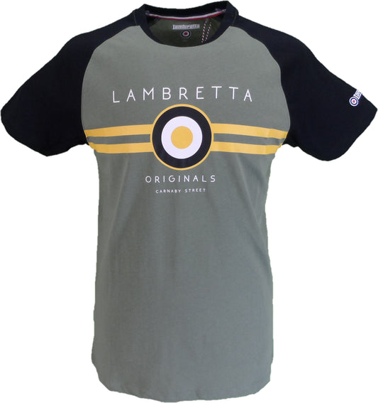 Lambretta Mens Khaki Green Retro Target Ringer T-Shirt
