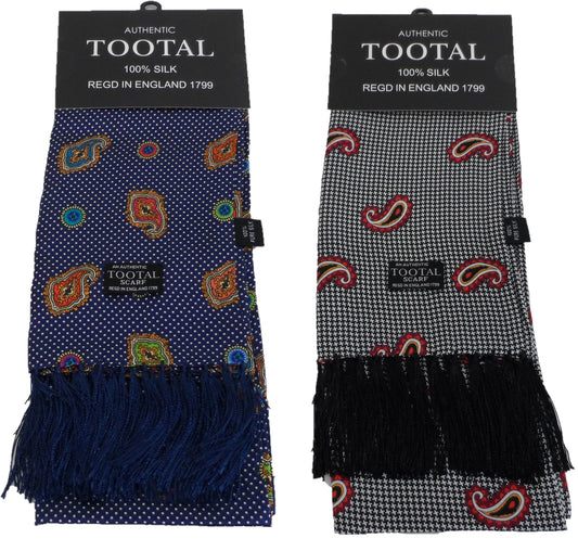 Tootal Mens Retro Paisley Print 100% Silk Scarves