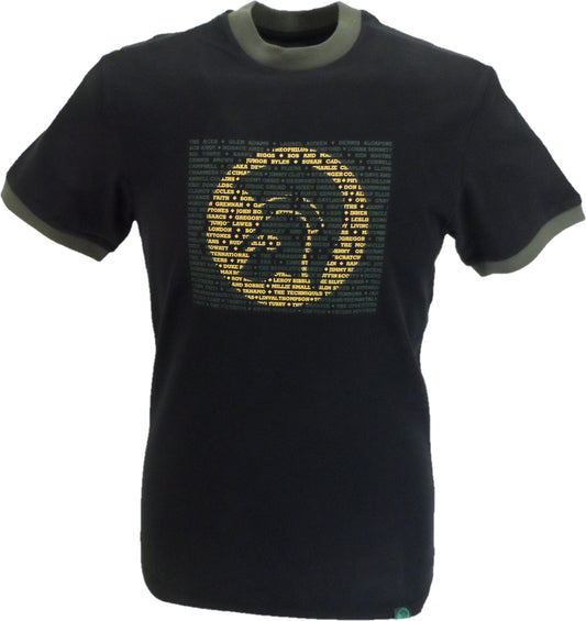 Trojan Herren-Ringer-T-Shirt aus 100 % Baumwolle mit Künstlerlogo in Schwarz