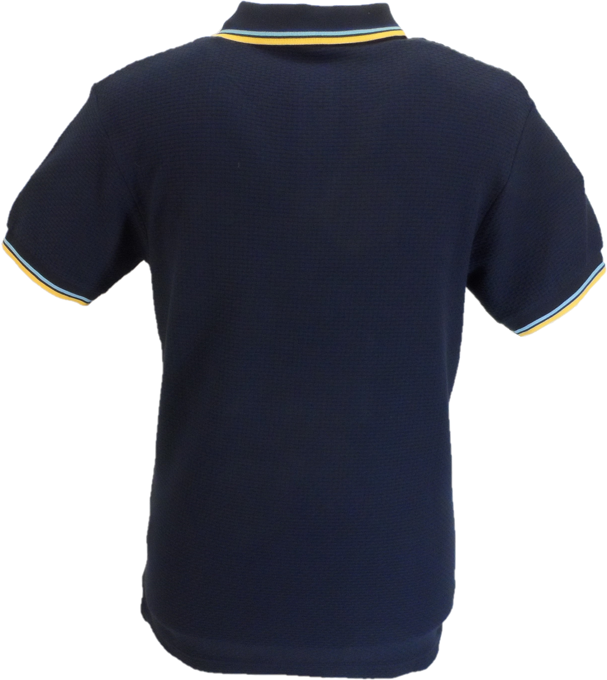 Trojan Mens Navy Blue Textured Twin Tipped Polo Shirt