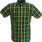 Trojan Mens Black/Green/Gold Check Short Sleeved Shirts and Pocket Square