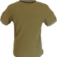 Trojan Mens Camel Brown Houndstooth Panel Polo Shirt