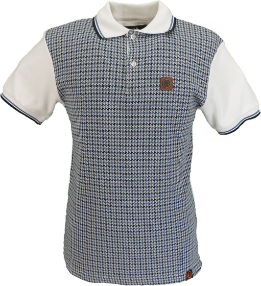 Trojan Mens Ecru Houndstooth Panel Polo Shirt