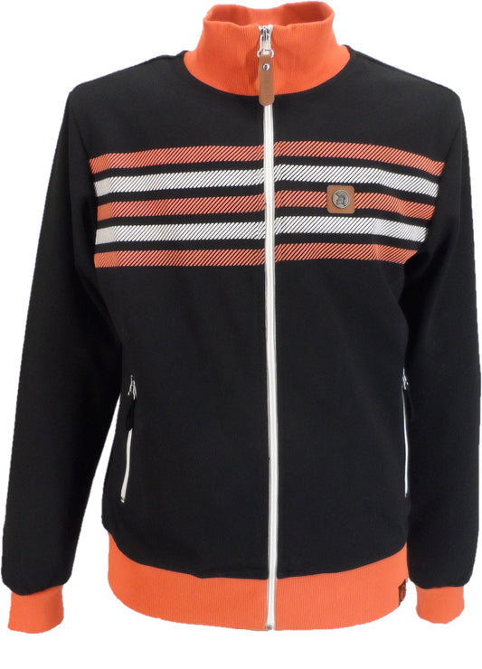 Trojan Mens Black Border Stripe Retro Track Tops