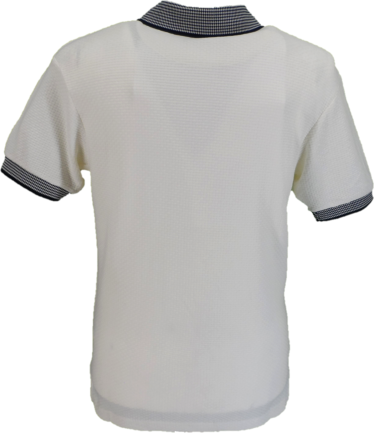 Trojan Mens Ecru Basket Weave Jacquard Trim Pique  Polo Shirt