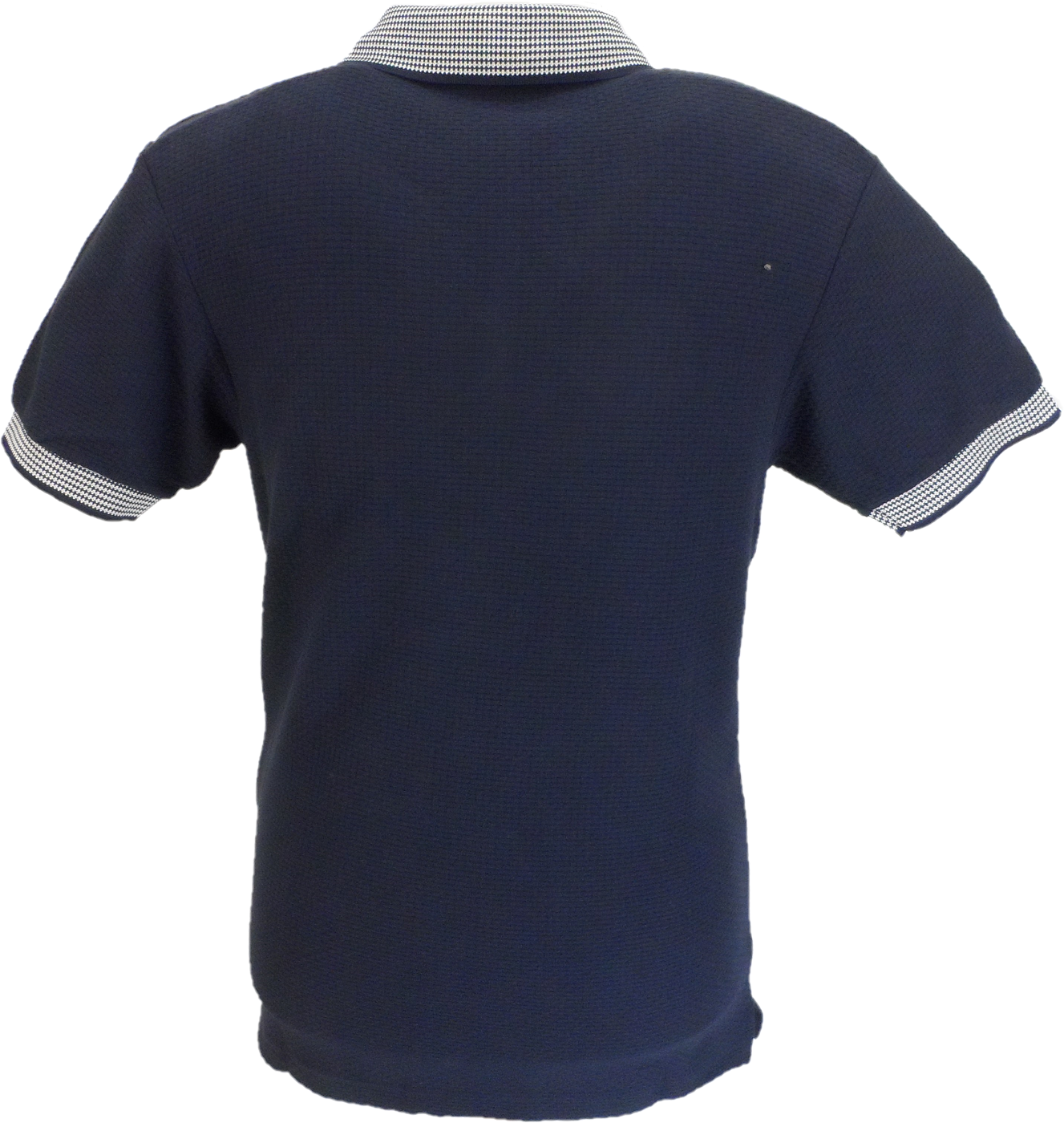 Trojan Mens Navy Blue Basket Weave Jacquard Trim Pique  Polo Shirt