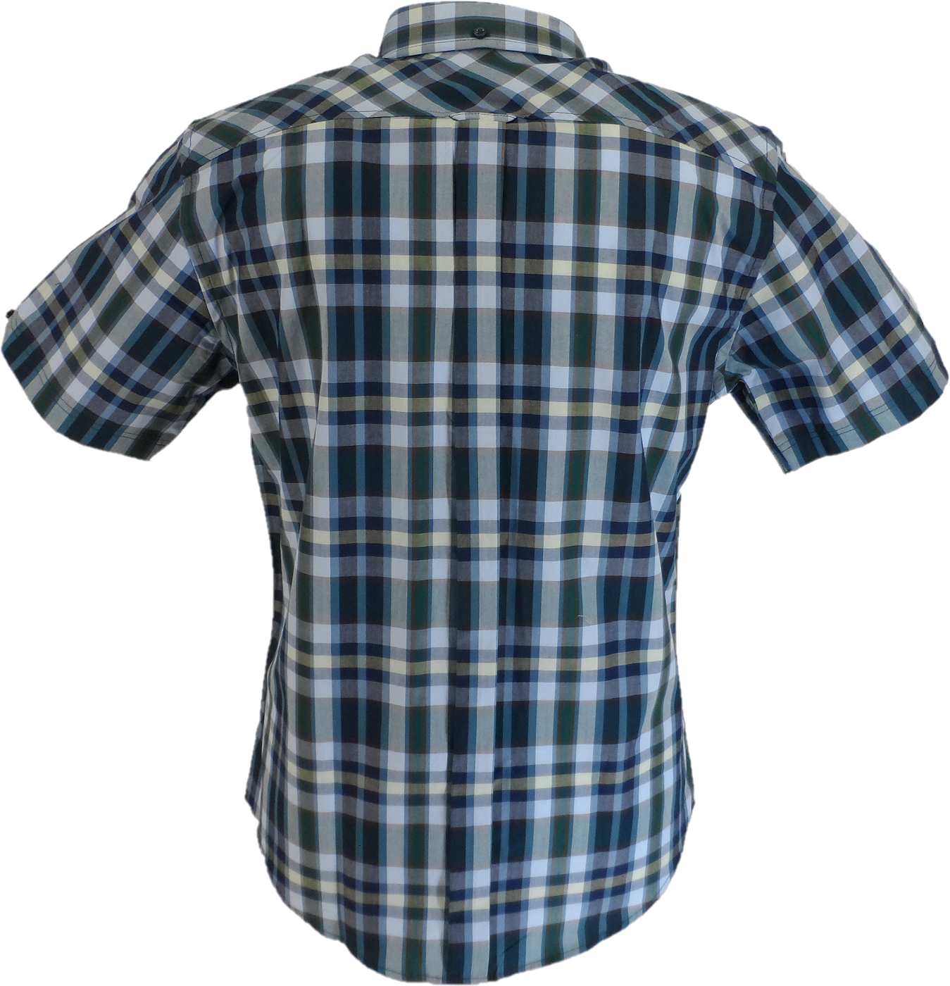 Ben Sherman Mens Dark Green Checked Short Sleeved Shirt