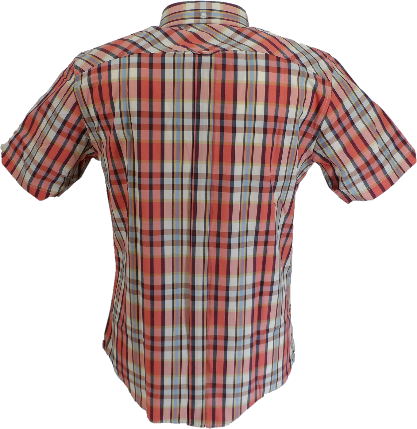 Ben Sherman Mens Cerise Checked Short Sleeved Shirt