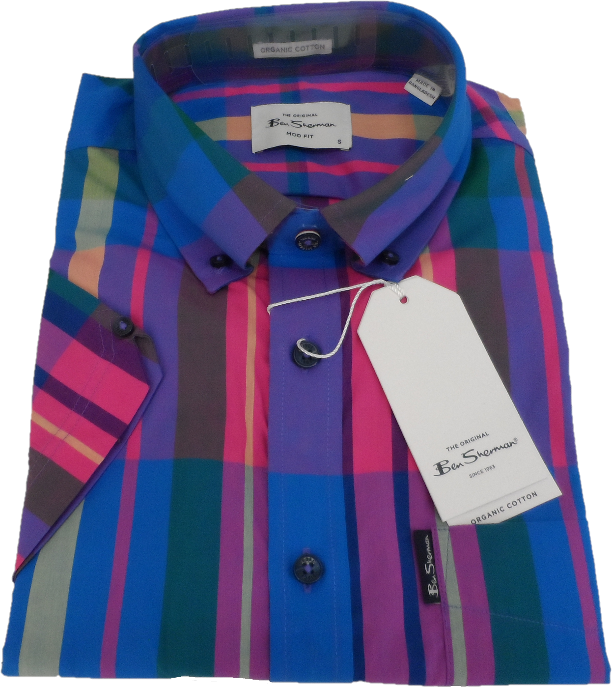 Ben Sherman Mens Kingfisher Checked Short Sleeved Shirt