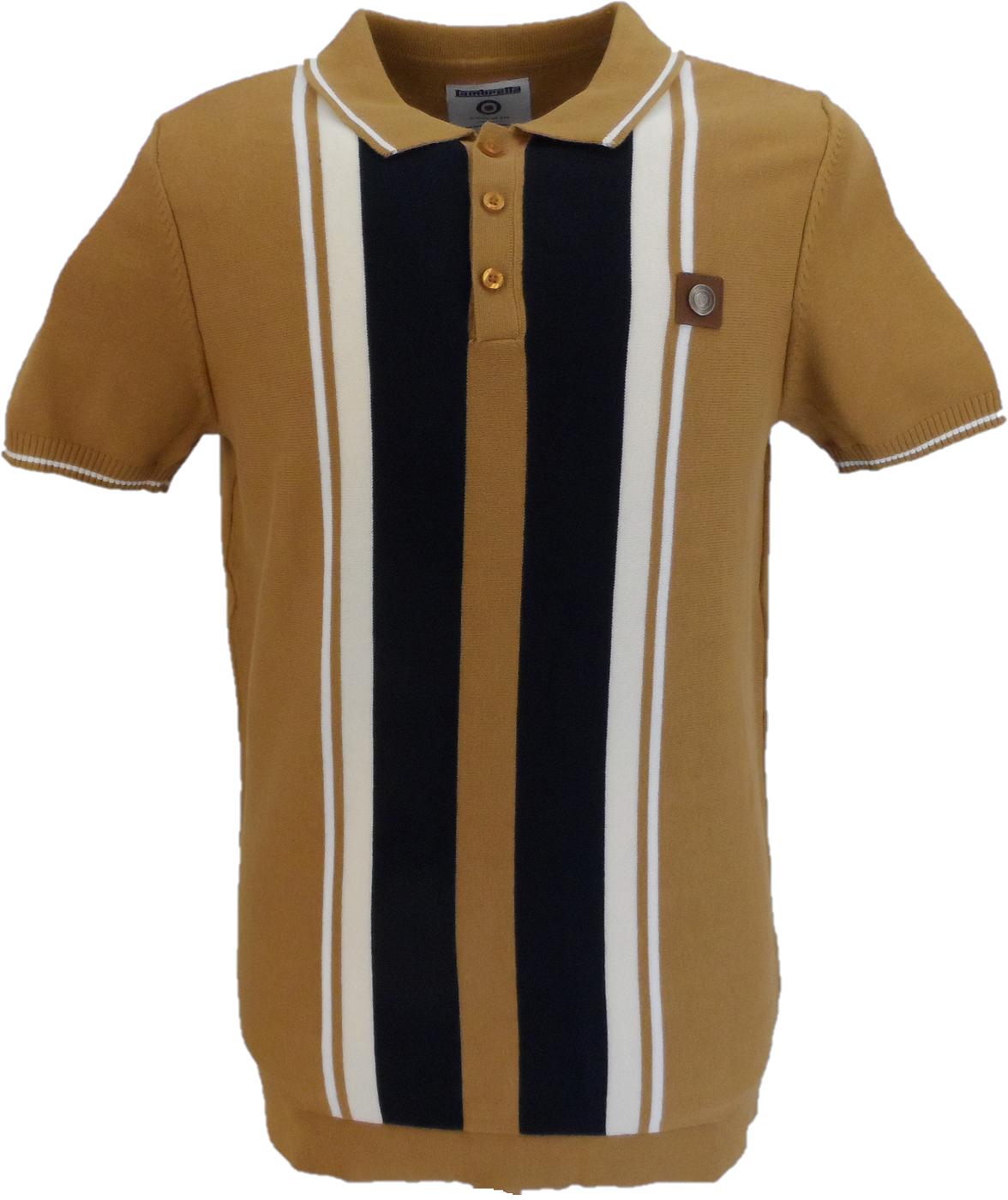 Lambretta Mens Tobacco Brown Greco Knitted Polo Shirt