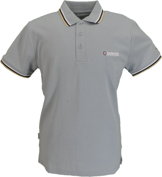 Lambretta Men`s Dusky Blue Tipped Tipped 100% Cotton Polo Shirts