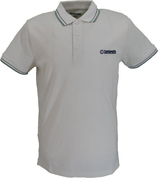 Lambretta Men`s Tofu/Green Tipped Tipped 100% Cotton Polo Shirts