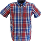Trojan Mens Cobalt Blue Multi Check Short Sleeved Shirts and Pocket Square