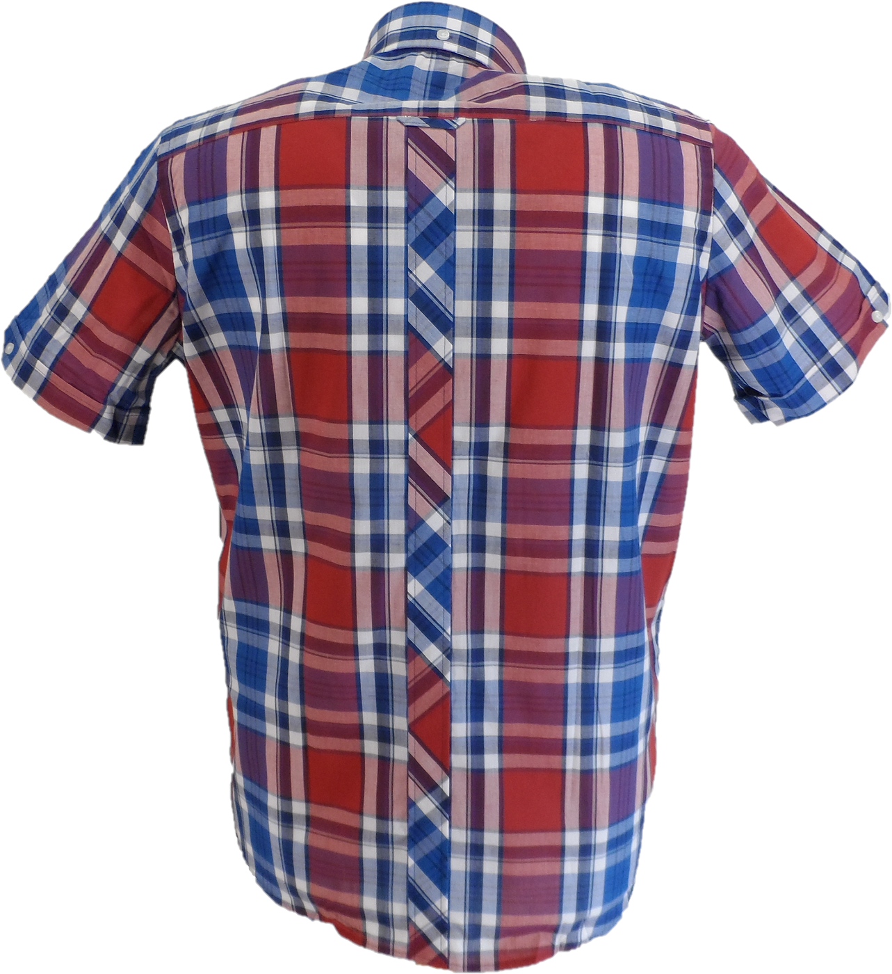 Trojan Mens Cobalt Blue Multi Check Short Sleeved Shirts and Pocket Square
