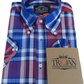 Trojan Mens Cobalt Blue Multi Check Short Sleeved Shirts and Pocket Square
