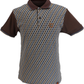 Trojan Mens Chocolate Brown Diamond Jacquard Panel Polo Shirt