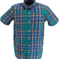 Trojan Mens Jade Green Multi Check Short Sleeved Shirts and Pocket Square
