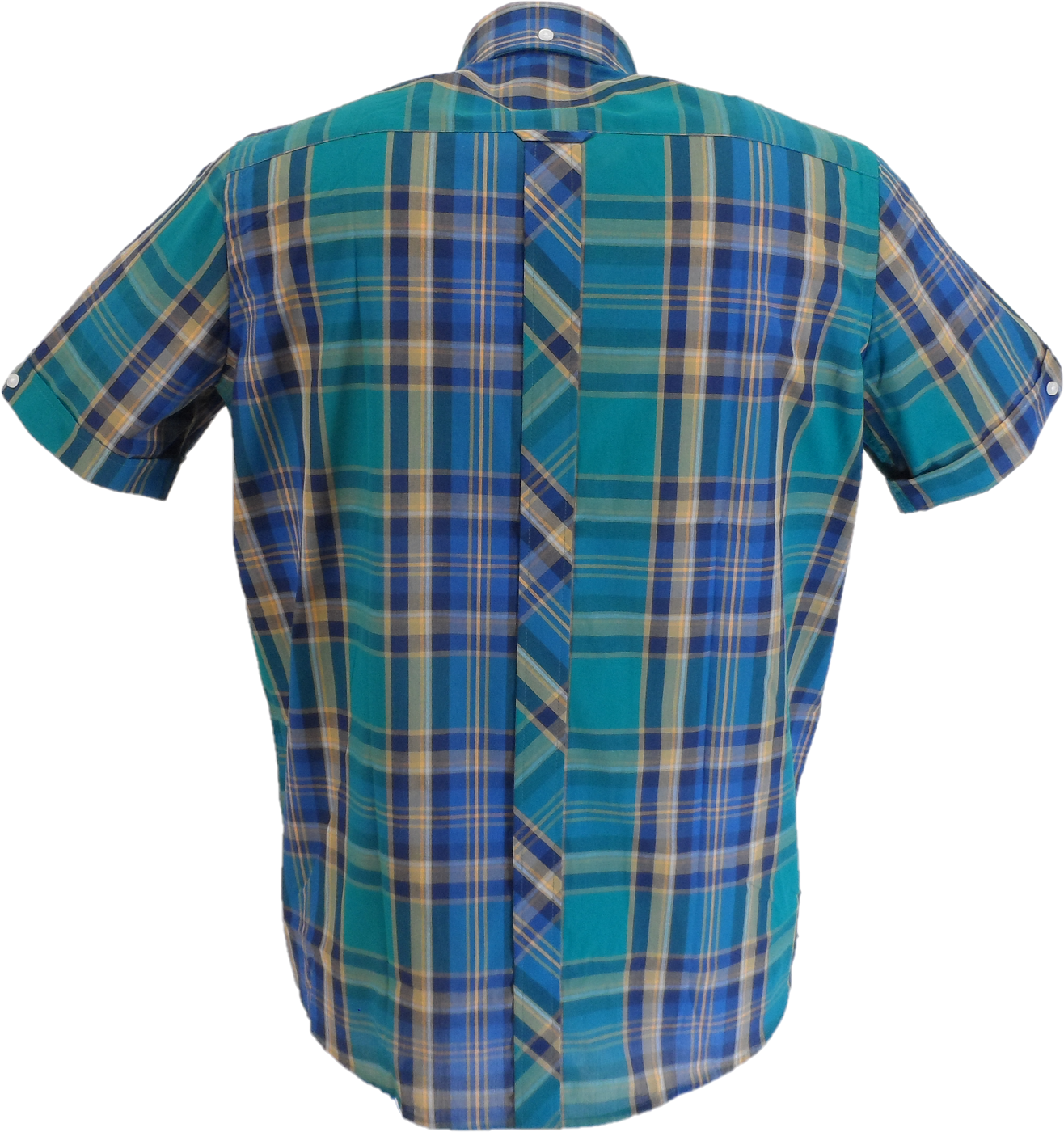 Trojan Mens Jade Green Multi Check Short Sleeved Shirts and Pocket Square