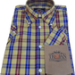 Trojan Mens Mustard Multi Check Short Sleeved Shirts and Pocket Square