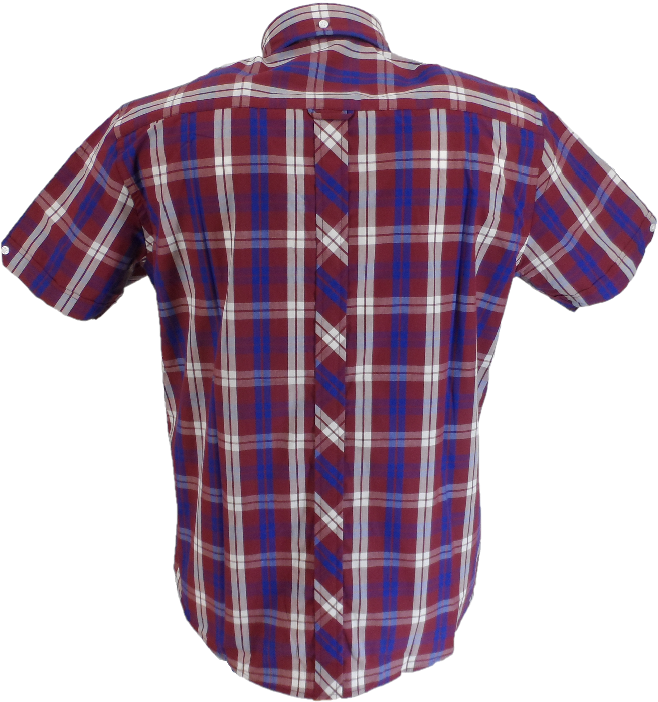 Trojan Mens Port Red Multi Check Short Sleeved Shirts and Pocket Square