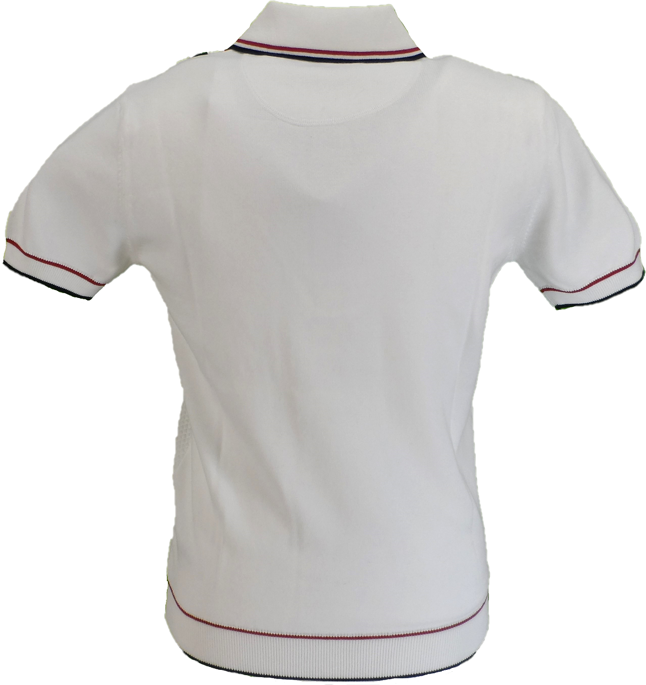 Trojan Mens Ecru Textured Stripe Knitted Polo Shirt