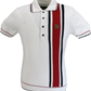 Trojan Mens Ecru Textured Stripe Knitted Polo Shirt