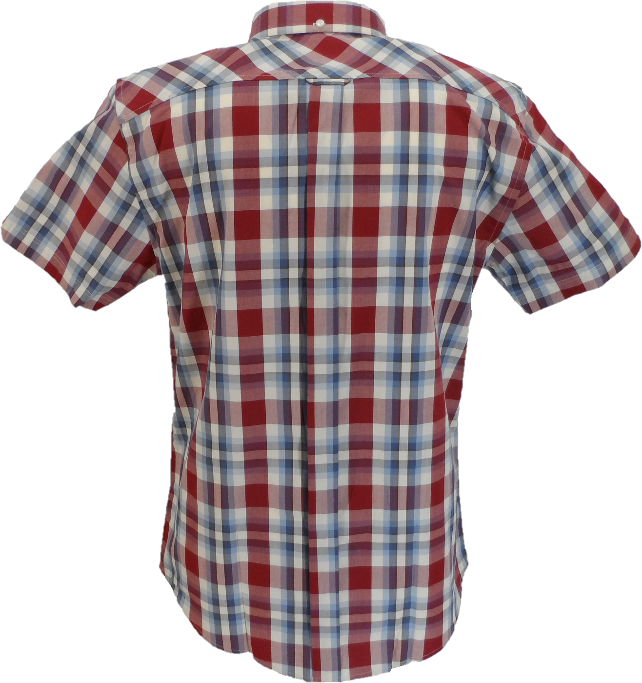 Ben Sherman Mens Bordeaux Check Short Sleeved Shirt