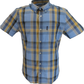 Ben Sherman Mens Lake Blue Block Check Short Sleeved Shirt