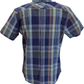 Ben Sherman Mens Twilight Denim Blue Block Check Short Sleeved Shirt