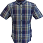 Ben Sherman Mens Twilight Denim Blue Block Check Short Sleeved Shirt