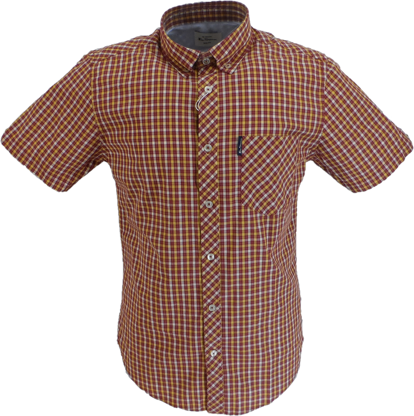 Ben Sherman Mens Cherry Red Signature House Check Short Sleeved Shirts