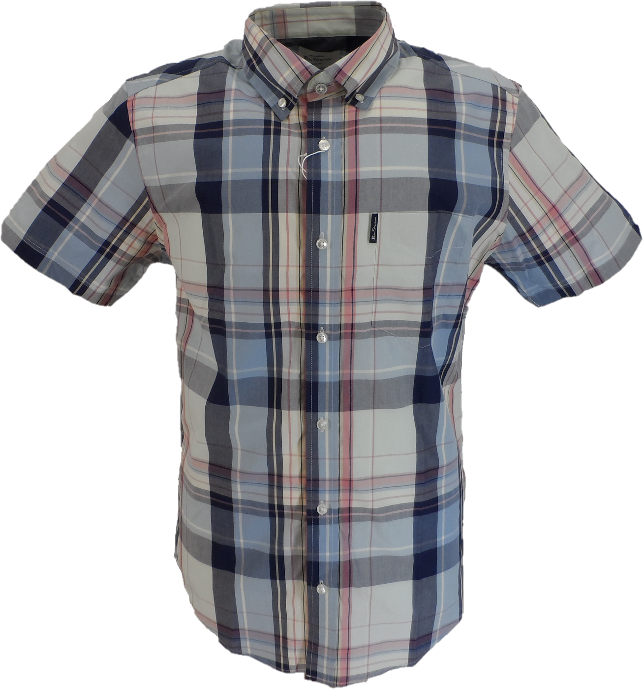 Ben Sherman Mens Blue Grey Large Oversize Check Shirts