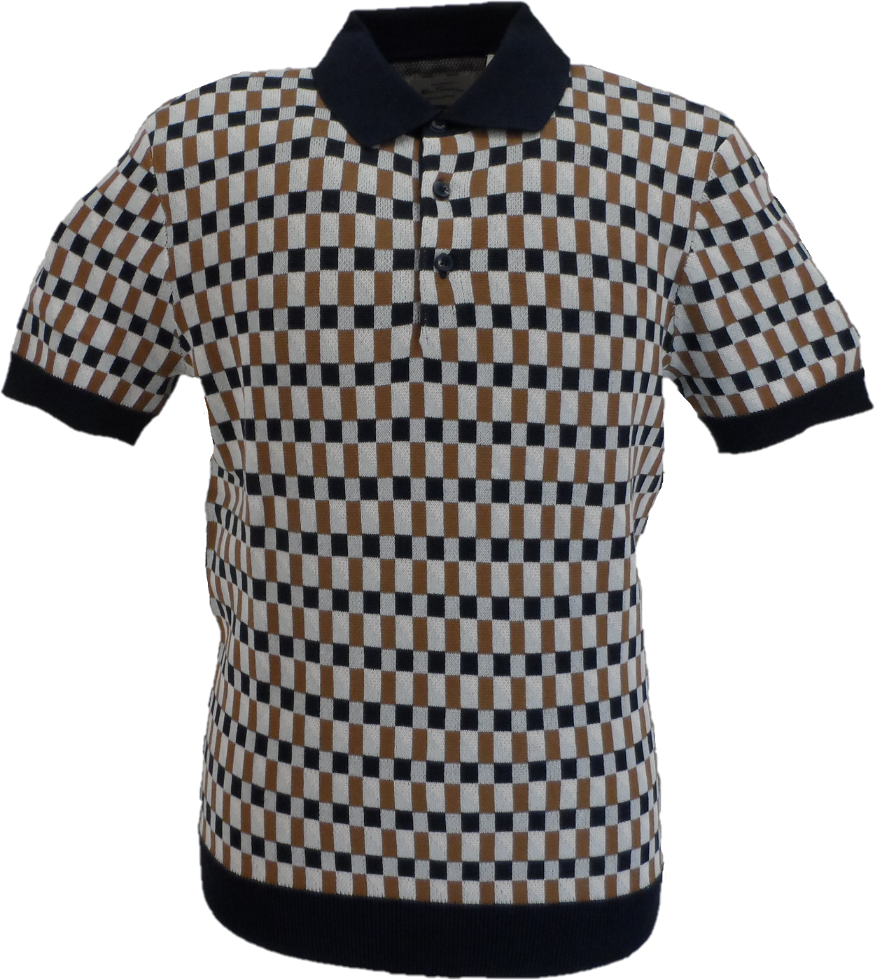 Checkered shirt with brown and black pattern on a white background