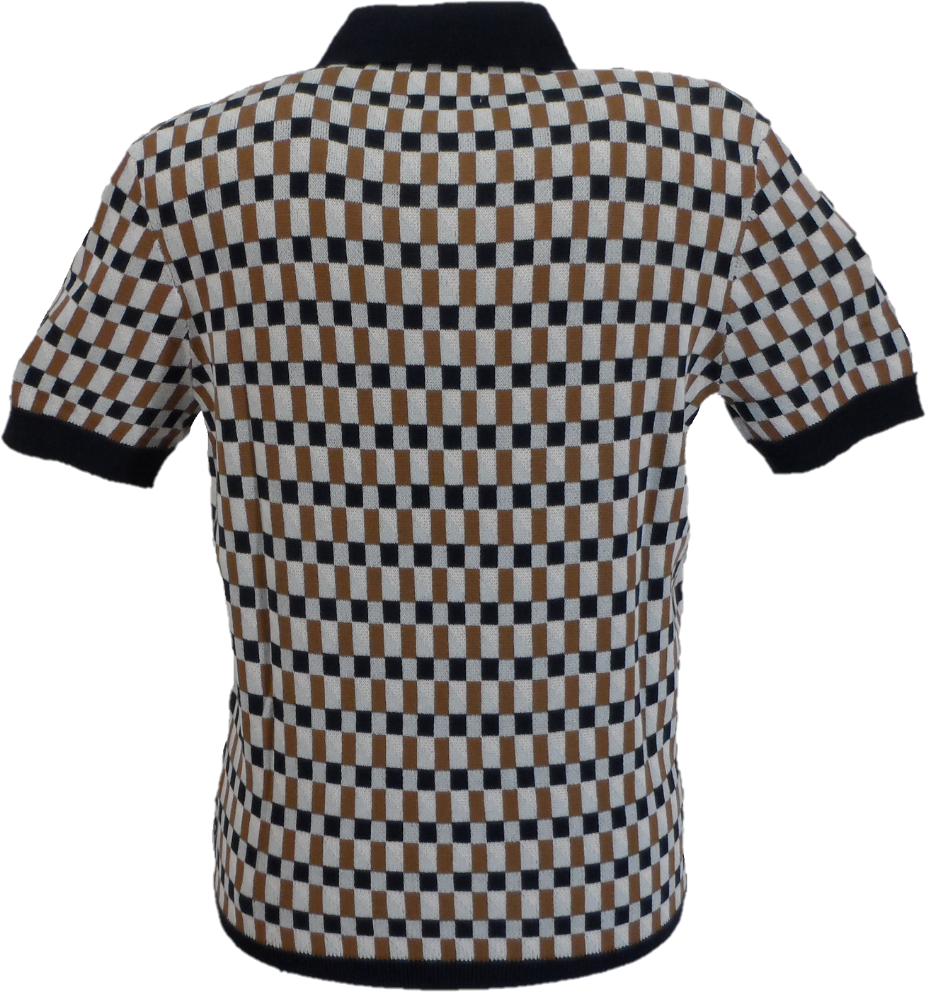 Ben Sherman Mens Navy Blue Knitted Checked Polo Shirt