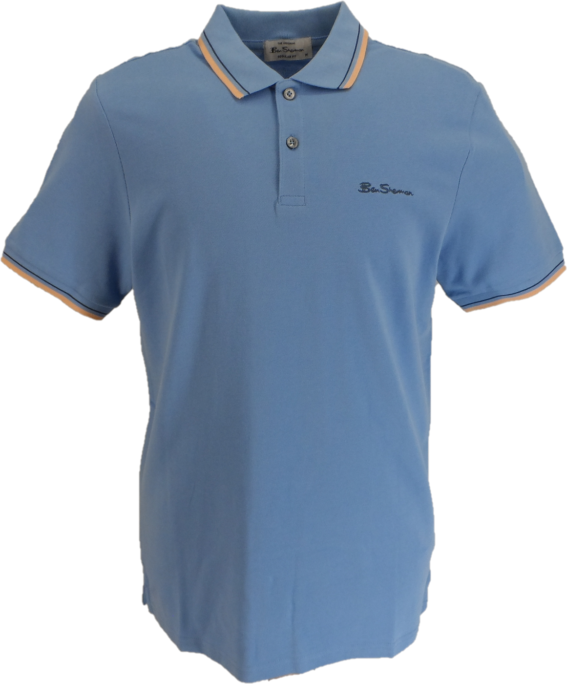 Ben Sherman Men's Lake Blue Signature 100% Cotton Polo Shirt
