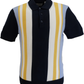 Ben Sherman Dark Navy Knitted Striped Mod Polo Shirt