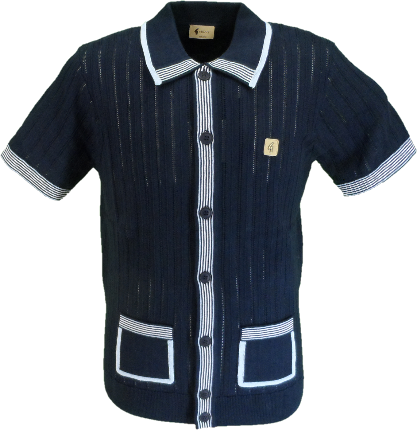 Gabicci Mens Navy Blue Carter Short Sleeve Cardigan