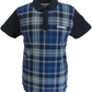 Lambretta Mens Navy Blue All Over Check Polo Shirts