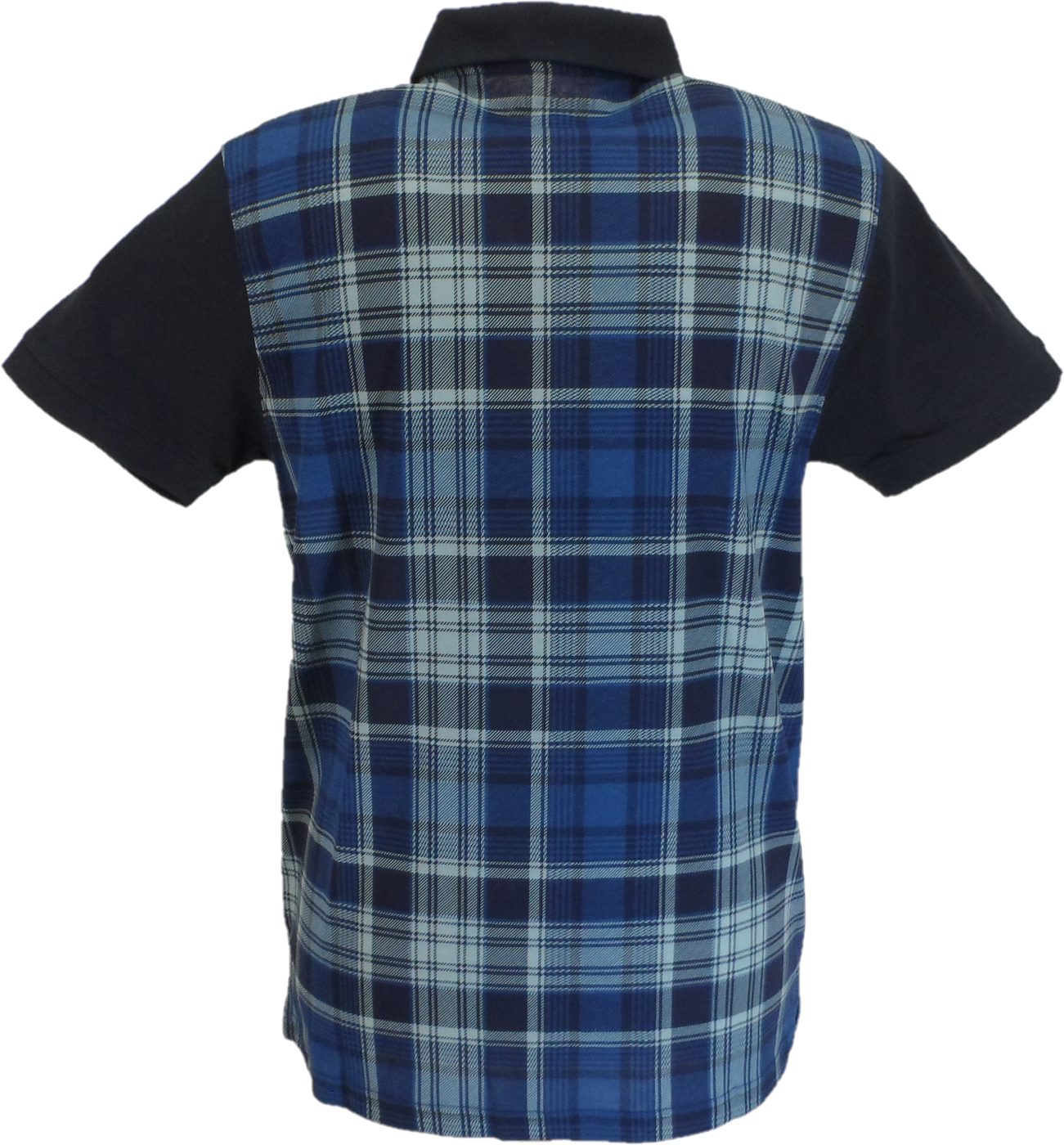 Lambretta Mens Navy Blue All Over Check Polo Shirts