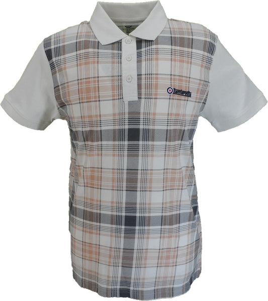 Lambretta Mens Tofu Beige All Over Check Polo Shirts