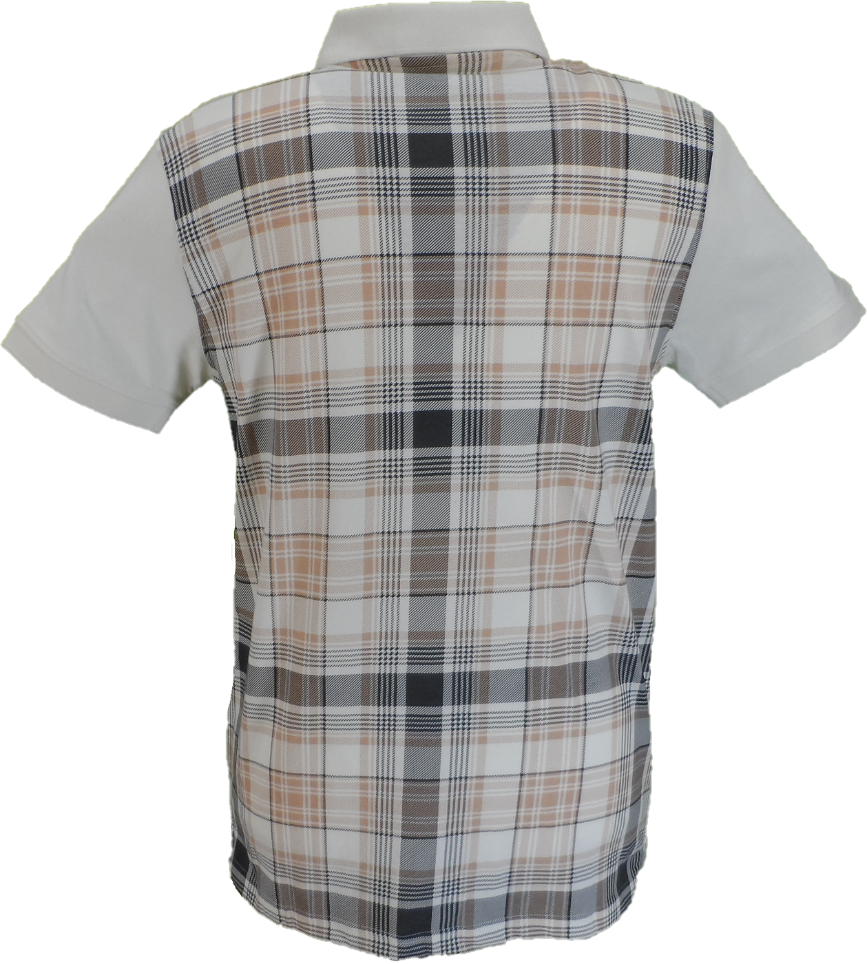 Lambretta Mens Tofu Beige All Over Check Polo Shirts